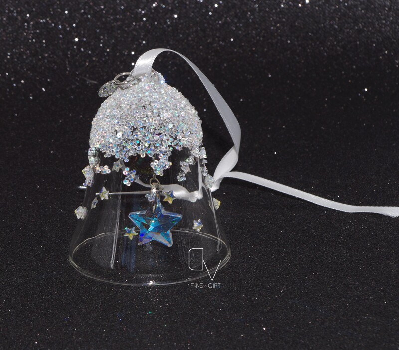新款汽车挂件圣诞水晶铃铛后视镜挂饰车内彩色星星风铃5545451