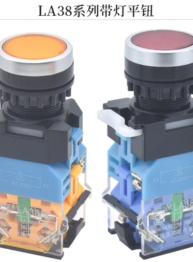 瑞沃尔22mm孔径LA38-11D带LED灯点动自锁复位按钮开关圆形按键NZS