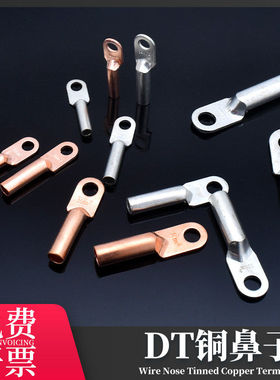 DT铜鼻子接线端子电线镀锡接头铜线耳10/16/25/35/50平方国标厂标