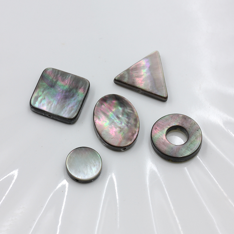 天然黑贝彩贝壳珠子圆片三角椭圆方形散珠制作手链项链diy配件