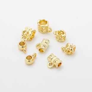 保色18K包金镀真金三通珠子手工散珠串珠手链项链配饰手工diy配件