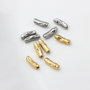 不褪色不锈钢钛钢骨头珠子18K金关节珠扭形管手工饰品散珠DIY配件