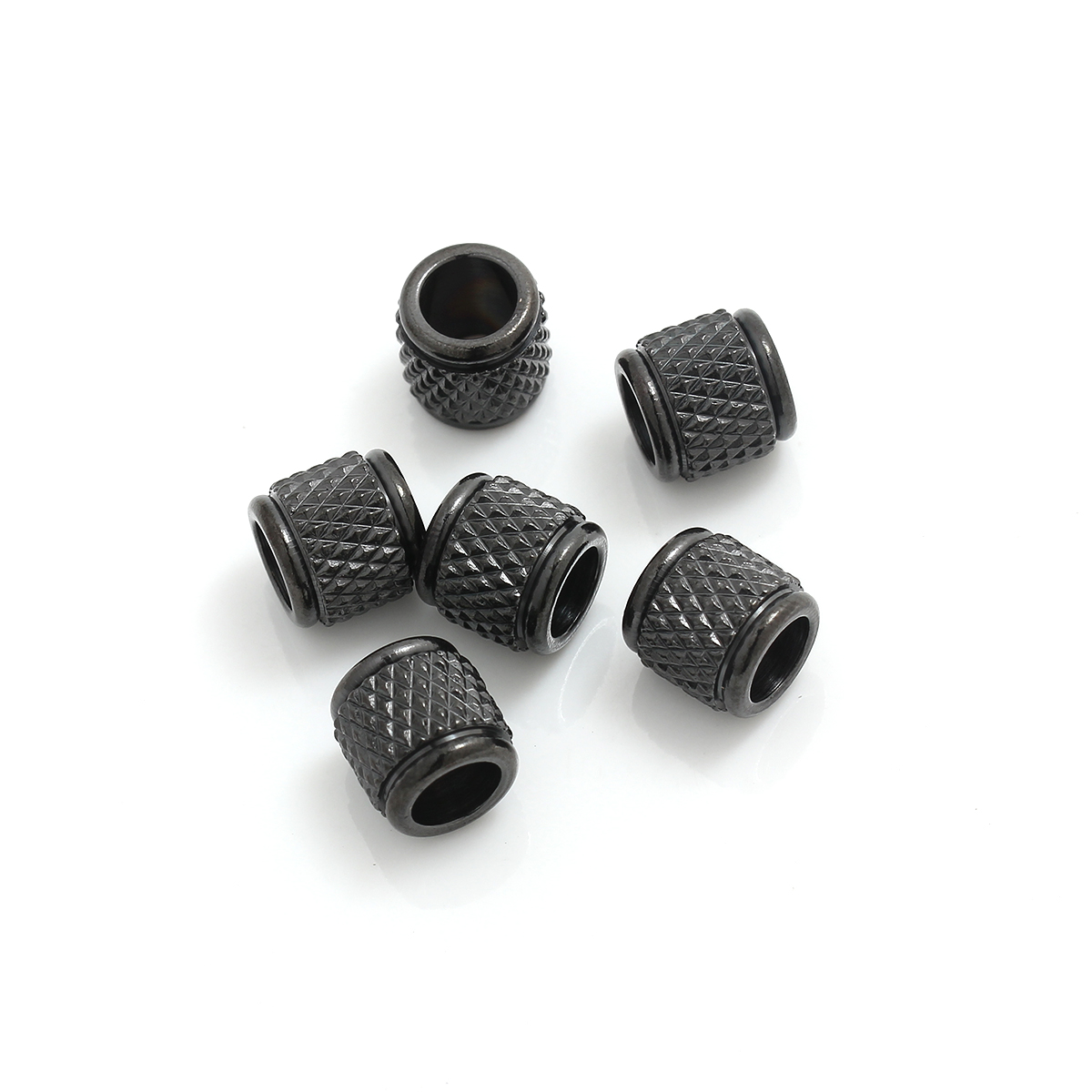 钛钢不锈钢黑色格纹珠子不掉色