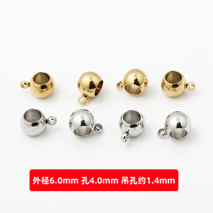 不褪色304钛钢真空镀18K金三通珠焊吊圈珠子diy制作手链项链配件