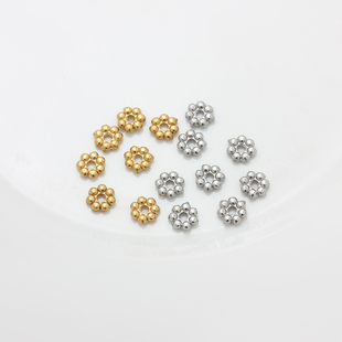 不掉色304钛钢不锈钢镀18K金雪花隔片小隔珠垫片手工材料diy配件