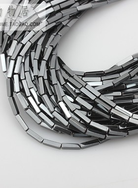 黑色黑胆石切面长方珠长节珠子串珠手链项链配珠散珠手工diy配件