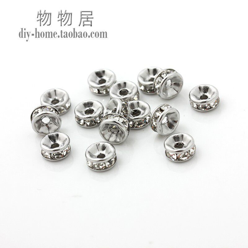 不掉色不锈钢钛钢水钻圈镶钻隔片隔珠串珠手链项链材料diy配件