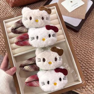 可爱kt毛绒掰掰发夹发卡少女刘海卡通新款发饰bb夹子秋冬韩系甜美