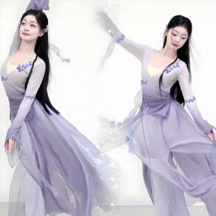 2026新款 女渐变纱衣中国舞仙气飘逸身韵练功服表演服 古典舞蹈服装