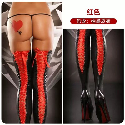 Women sexy plus size patent leather thigh socks女漆皮大腿袜