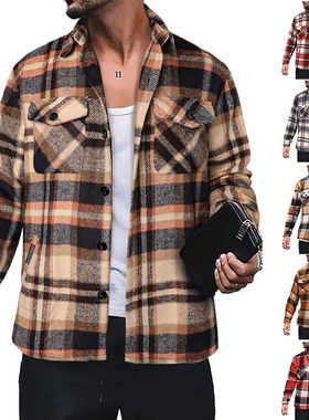 Men's long sleeved checkered shirt春秋男格子衬衫长袖纽扣外套