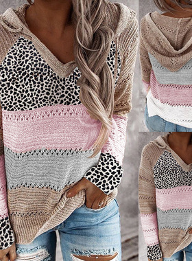 5XL women's leopard print sweater in plus size女秋冬毛衣豹纹