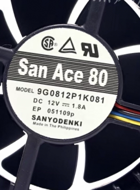 全新Sanyo三洋8厘米8038 12V1.8A大风量散热风扇9G0812P1K081/K05