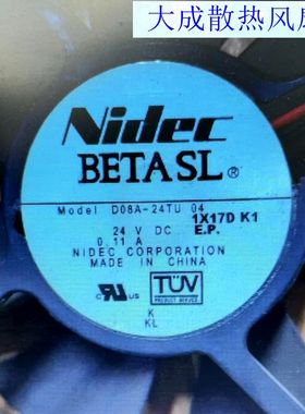 全新Nidec BETASL D08A-24TU 04 24V 0.11A 8CM 8025 变频器风扇