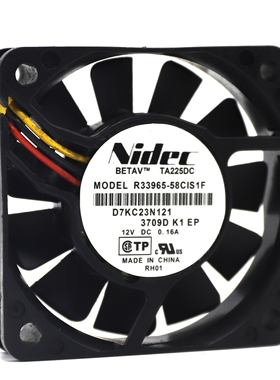 Nidec 6015 TA225DC R33965-58 CIS1F DC12V 0.16A 散热风扇