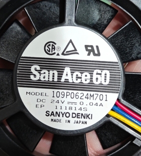 24V 109P0624M701 0.04A三线散热风扇 ace60 三洋san