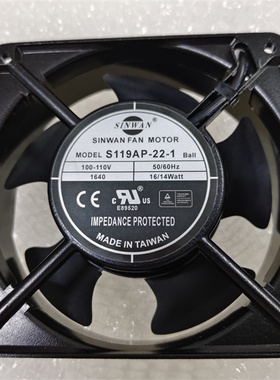 台湾SINWAN S119AP-22-1 200~240V 16/14 Watt 12038 12厘米风扇