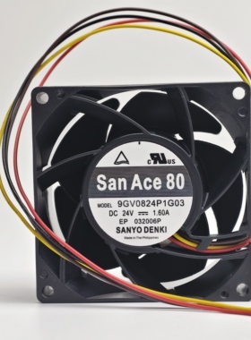 全新Sanyo三洋 9GV0824P1G03 24V 1.60A PWM调速暴力散热风扇8CM