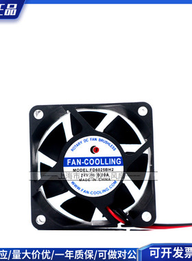 全新 FAN-COOLING FD6025BH2 24V 0.20A 变频器风扇 6025 6cm机箱
