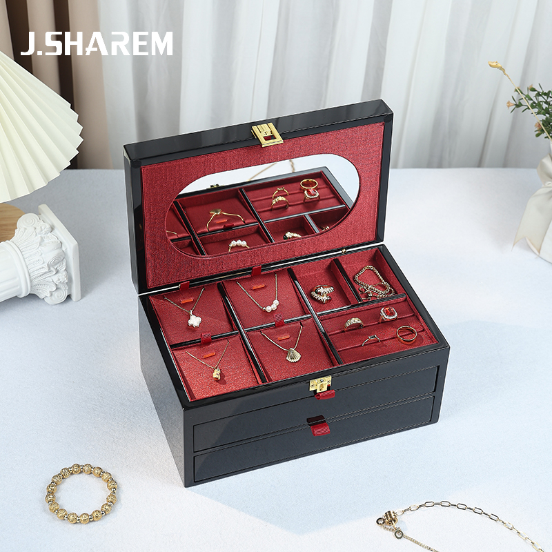 钢琴烤漆老铺同款黄金首饰收纳盒