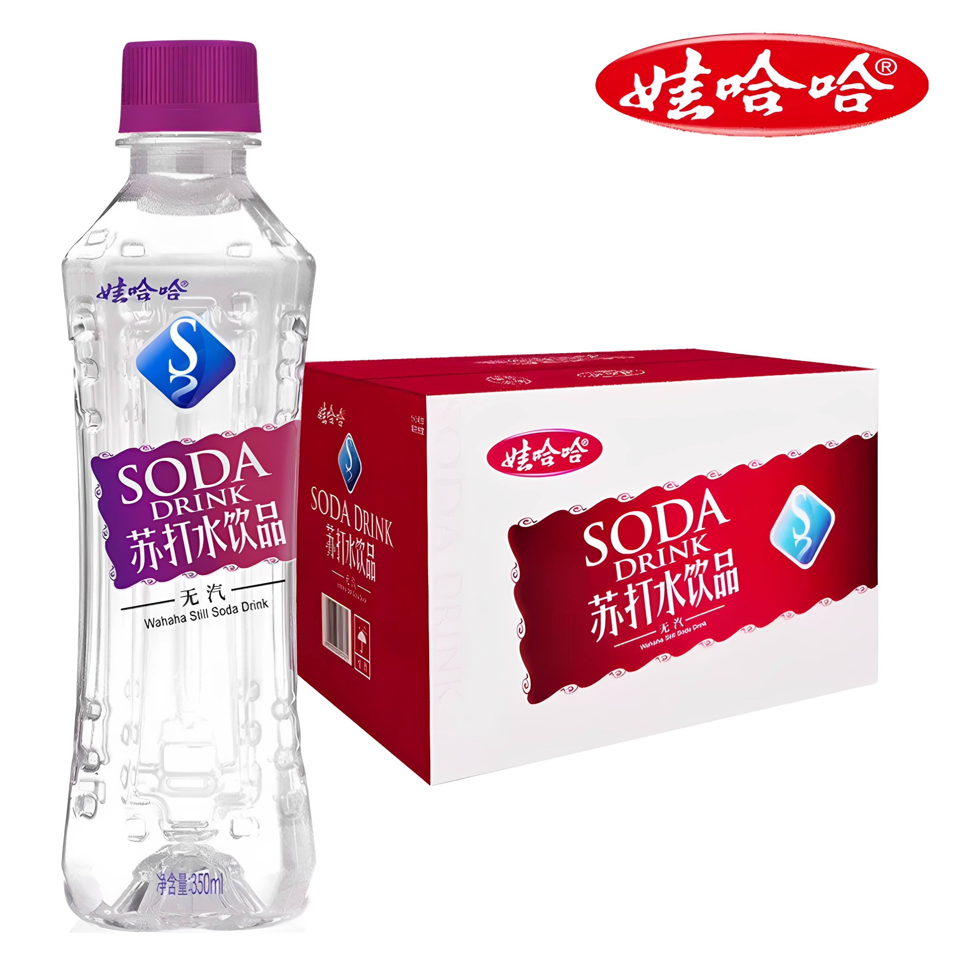 娃哈哈无汽苏打水350ml*24瓶白桃味薄荷柠檬味微甜弱碱办公饮用水