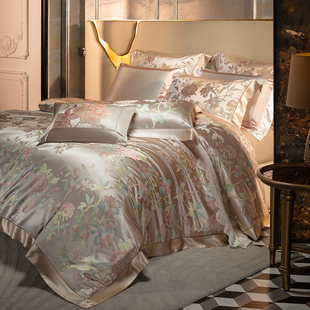 重磅真丝四件套100%桑蚕丝被套定制裸睡色织丝绸床单绸缎床上用品