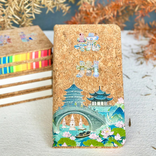 A5软木笔记本A6手账本旅行打卡盖章本高颜值迷你集章套装来图定制