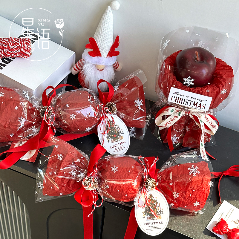 圣诞节雪花玻璃纸包花纸平安夜