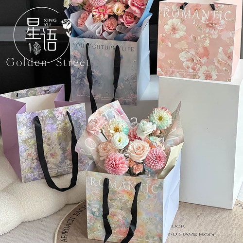 西西里油画风手提袋花束抱抱袋