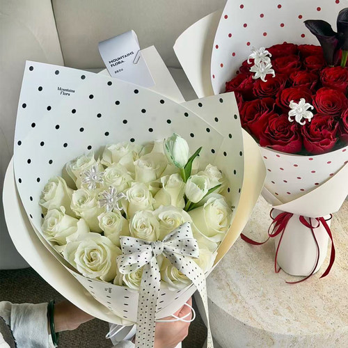 韩式圆点纸鲜花束包装纸牛皮纸