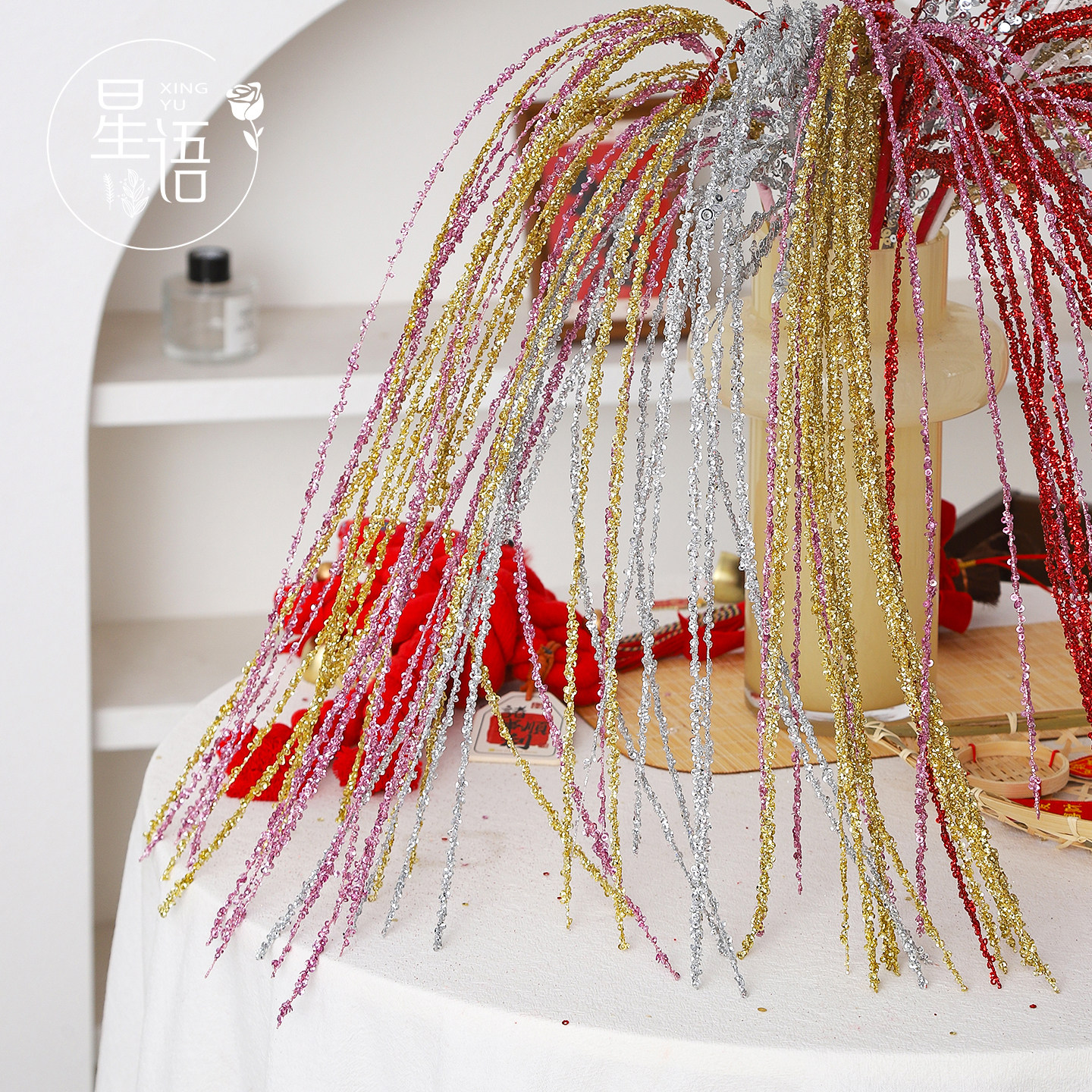 星语 2026新年流苏烟花插枝年宵节福桶花束搭配亮片烟花棒diy资材,鲜花速递/花卉仿真/绿植园艺,花艺材料,淘宝优惠券,粉丝福利购,淘宝优惠卷