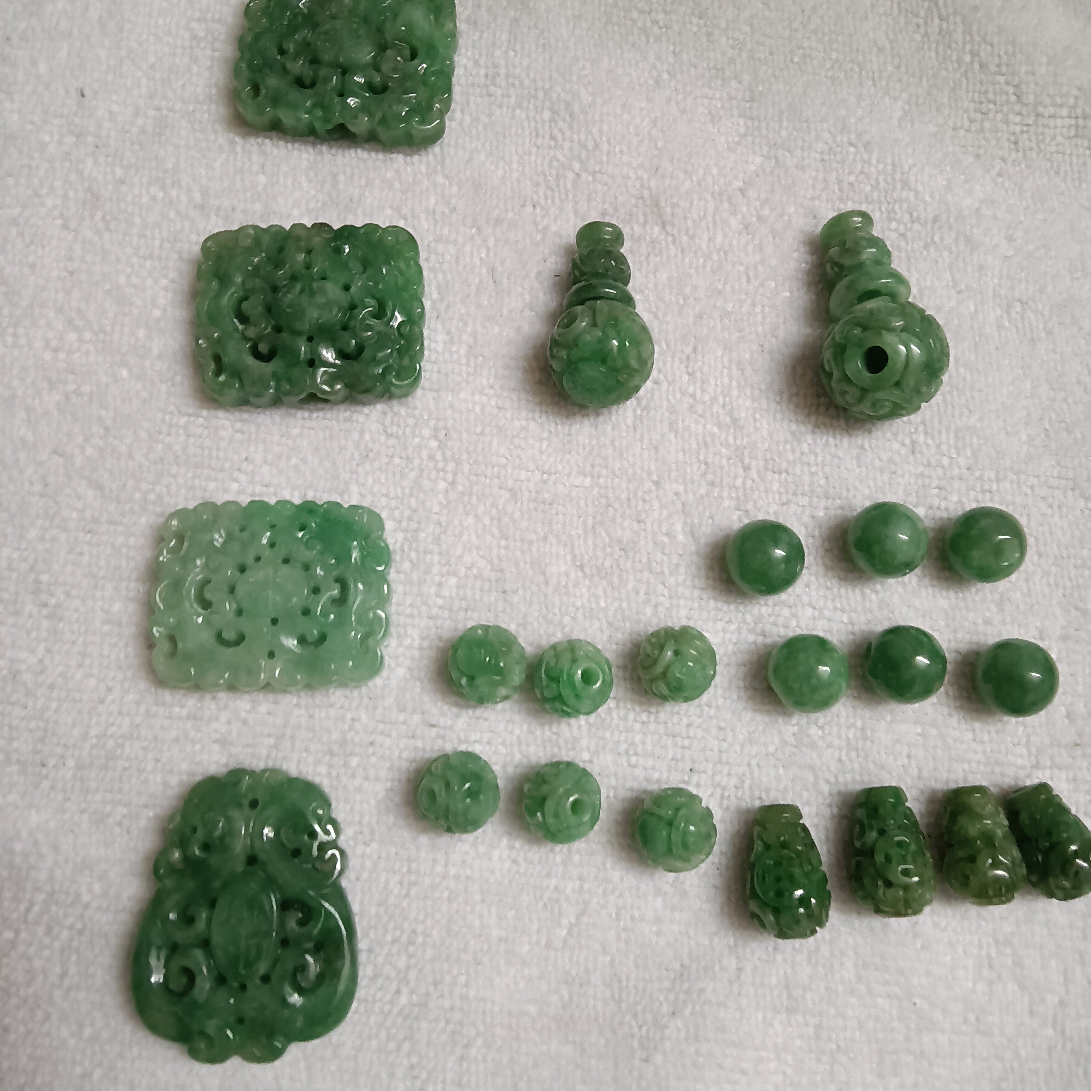 天然缅甸A货翡翠文玩配饰套珠贝云古风腰佩流苏车挂玉坠DIY饰品