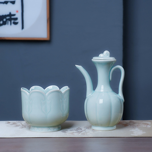 宋代点茶手宋执壶汤瓶温碗温酒器水盂点茶工具陶瓷仿宋手执壶套装