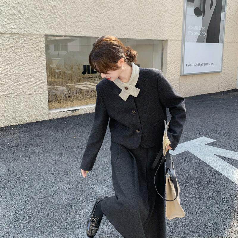 大方得体穿搭高级感小香风毛呢套装裙女秋冬超好看正式场合两件套