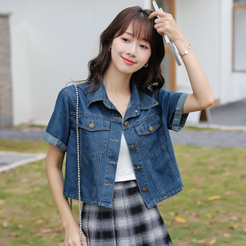 春夏新款薄款牛仔外套女气质开衫夏季短款上衣马夹纯色其他马甲