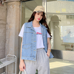 实拍新款韩版bf宽松百搭休闲大马夹纯色其他棉马甲女汕德卡雾灯