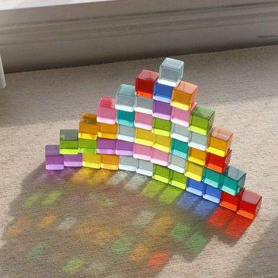 彩虹积木轻透光立体方块益智类儿童玩具幼儿园教类搭建亚克力