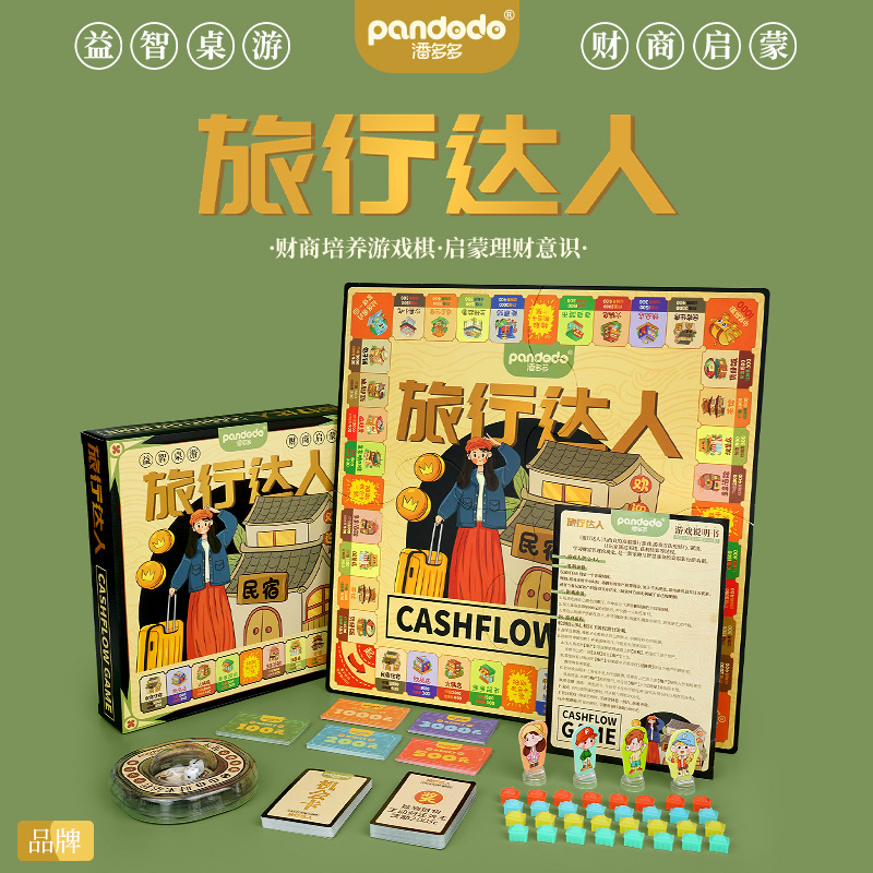 25新款亲子互动桌游旅行达人大富翁国潮飞行棋幼儿园培训机构