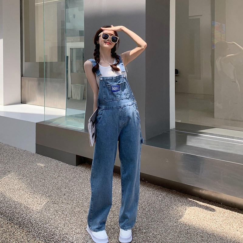 AMERICAN VINTAGE STRAP JEANS WOMENS SUMMER THIN 2023 NEW HIGH-WAISTED SMALL ONE-PIECE WIDE-LEG TROUSERS