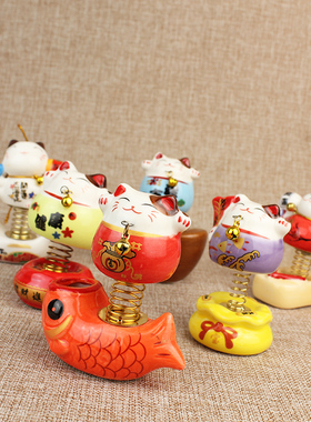 招财猫车载摆件陶瓷爆款卡通