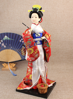 精品日本艺妓人偶和服娃娃刺绣纯手工工艺品装饰摆件礼品限量原版