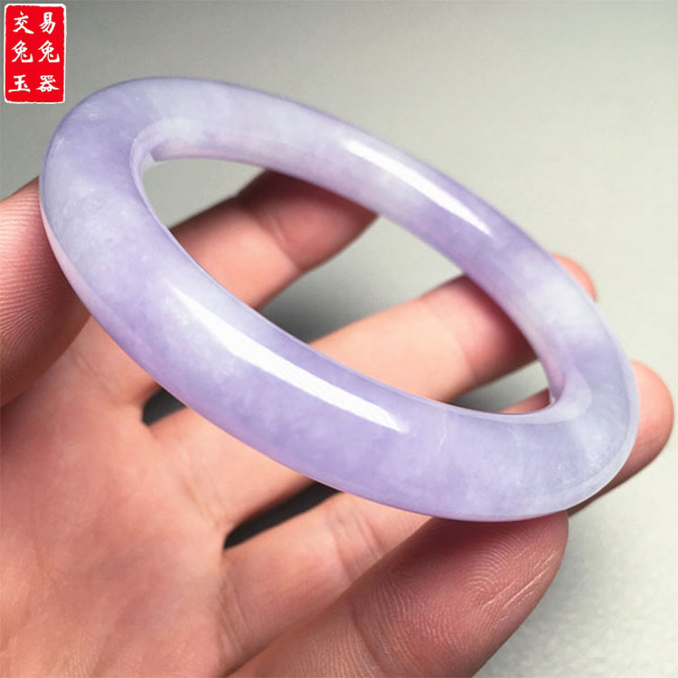 缅甸冰紫圆条翡翠手环 紫色圆肥条玉手镯  56.1圈口