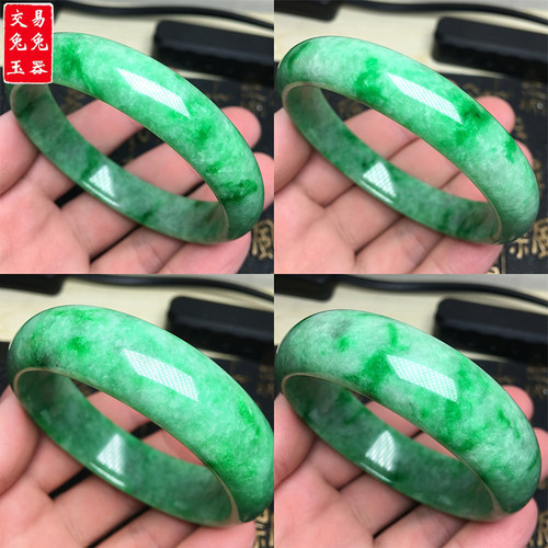 缅甸阳绿飘花翡翠手镯