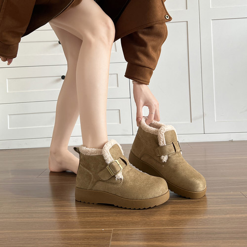 羊皮版~复古厚底博肯毛毛短靴