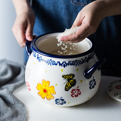 陶瓷厨房储米罐米缸米桶带盖5斤装 家用防潮防虫密封储物罐收纳罐