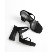 粗跟一字带高跟鞋 显高腿精厚底防水台凉鞋 跟高10CM 2025女夏季