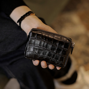时尚 潮流鳄鱼纹皮口红耳机钥匙收纳手拿证件男女卡包卡套零钱包