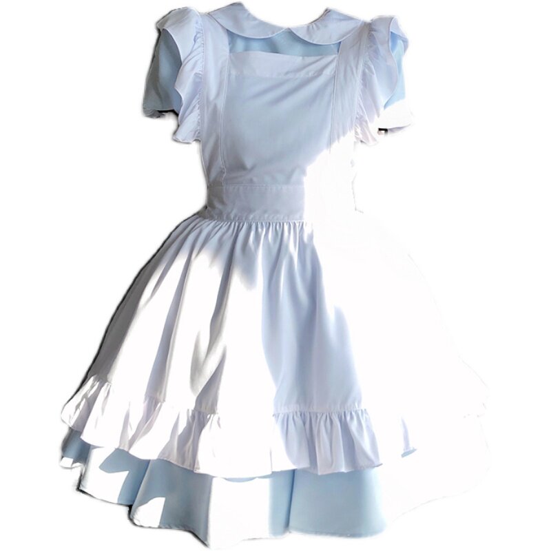 FRESH POWDER BLUE MAID UNIFORM SEDUCTIVE CUTE LITTLE FAIRY DRESS SUMMER COS MAID STUDENT SET