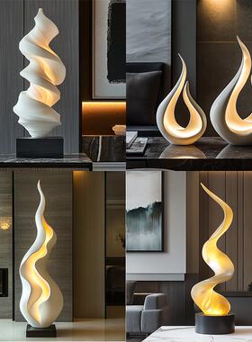 别墅大厅轻奢雕塑酒店大堂抽象仿铜摆件现代创意电镀炫彩雕塑饰品