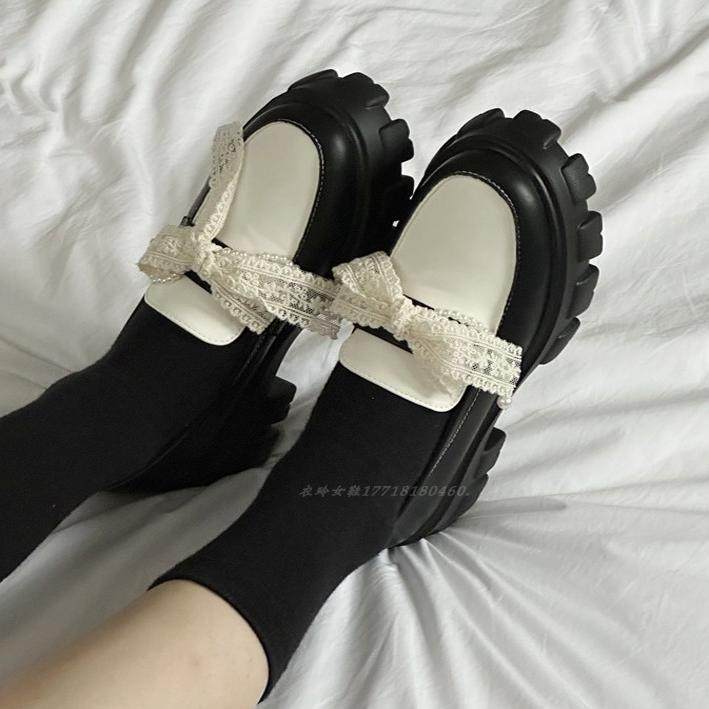 韩国东大门显瘦撞色蝴蝶结小众设计感套脚松糕厚底乐福鞋单鞋女,女鞋,乐福鞋（豆豆鞋）,淘宝优惠券,粉丝福利购,淘宝优惠卷